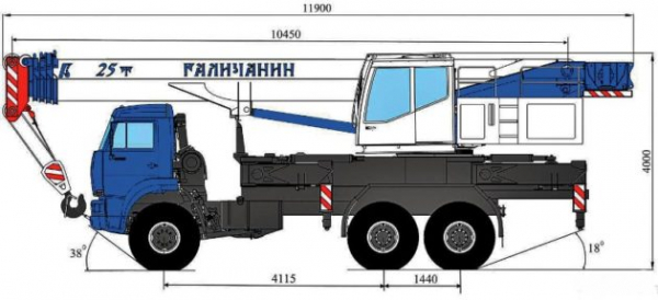 Галичанин 25-тонный автокран на базе КАМАЗа